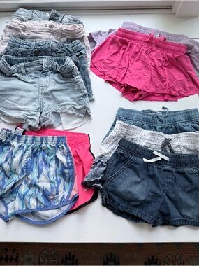 Nike Girls' Mixed Shorts Pack - Hot Pink, Light Blue, Denim